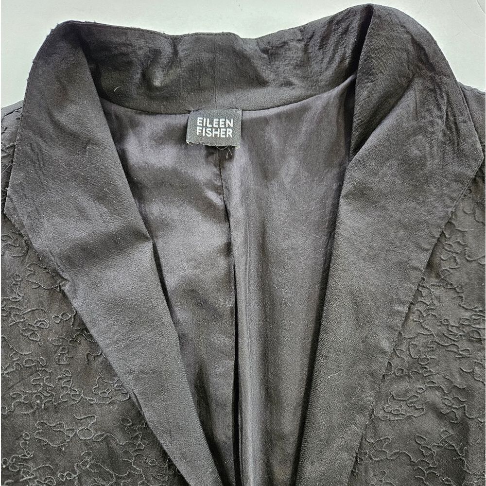 Eileen Fisher 100% Silk Textured Minimalist High Collar Dress Blazer Jacket L - Picture 5 of 8